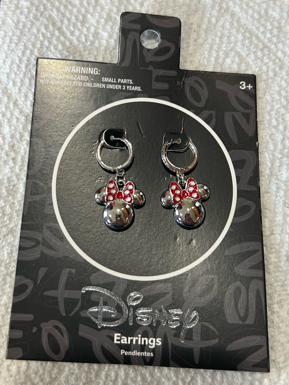 Disney Silver Minnie Mouse Hoop Earrings with Red Polka Dot Bow